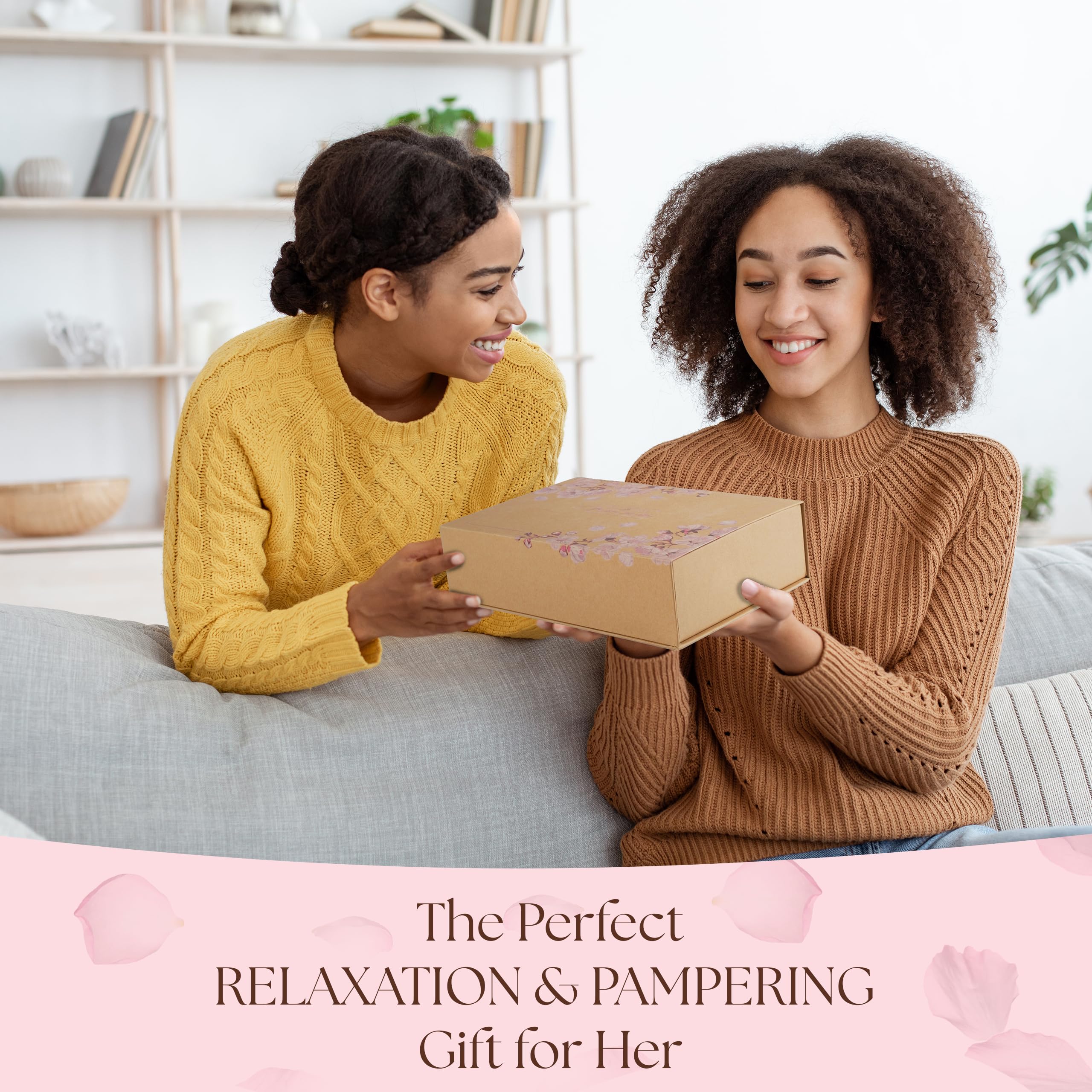Self Care Moments Luxury Spa Pamper Hamper Kit for Her - 12 Pamper Gifts for Women with Cherry Blossom - Bath Spa Sets for Mum - Relaxation Birthday Gifts for Women - Self Care Mothers Day Gifts